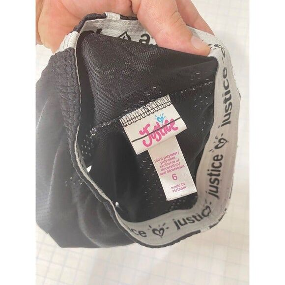 Justice Girl's Athletic Shorts Black and White Mesh Elastic Waist Size 6 - Picture 4 of 7